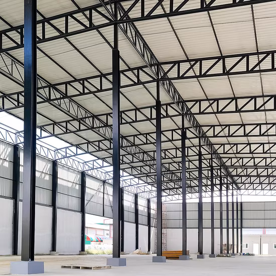Magazzino prefabbricato con struttura in acciaio, capannone per officine, costruzioni metalliche a basso costo